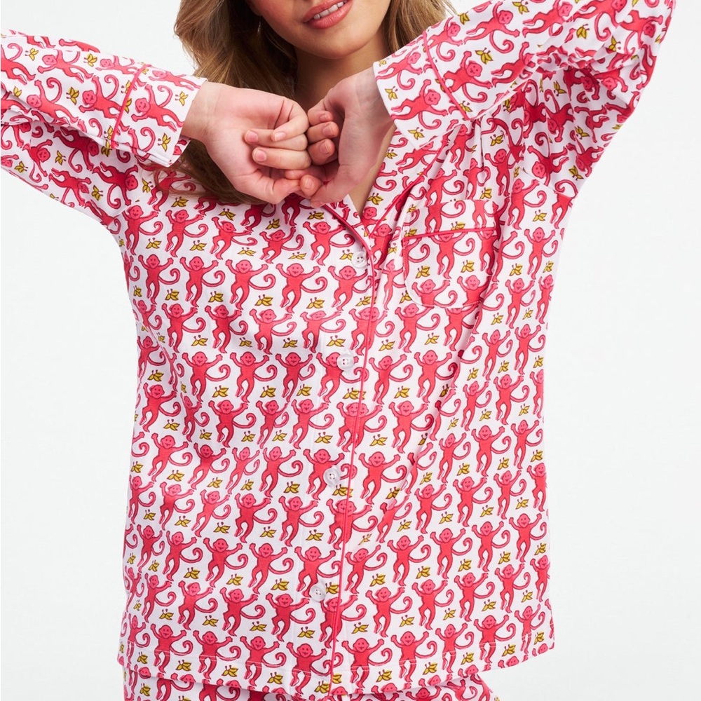 Roller Rabbit Monkey PJs Red S - Picture 3 of 8